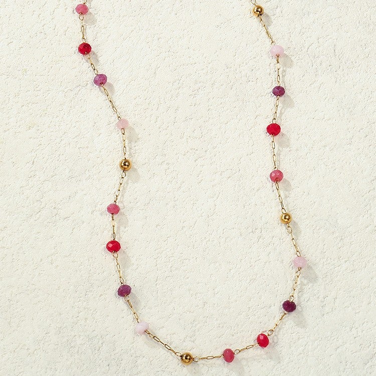 Colorful Natural Stone Clavicle Chain Simple Personality Fashion Hip-Hop Metal Versatile Beach Chain Jewelry - Image 4